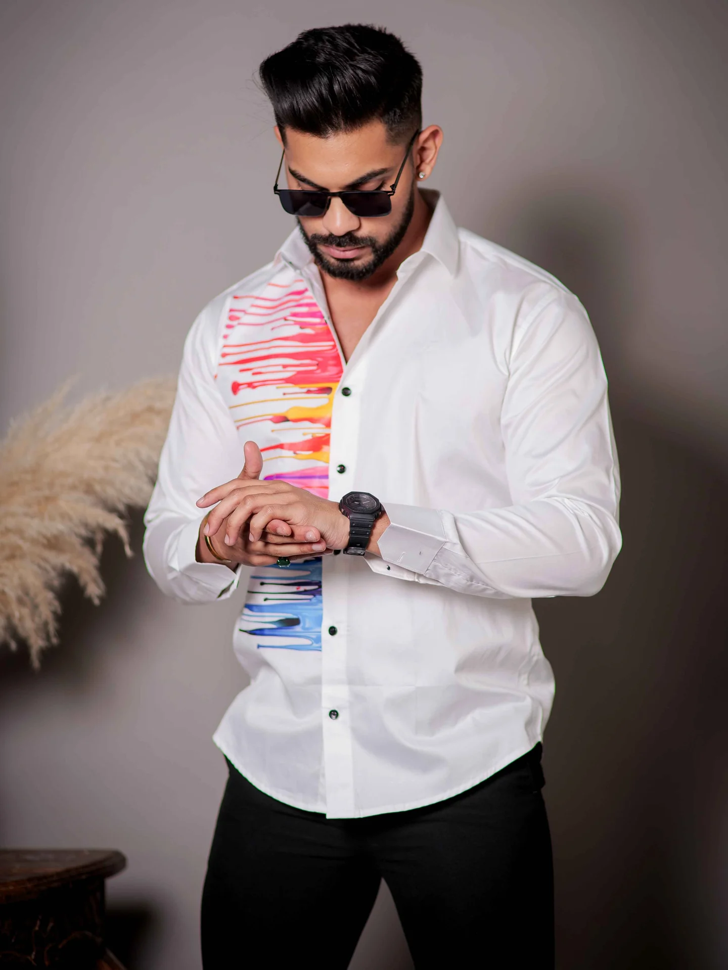 White club wear printed satin cotton shirt - Image 2