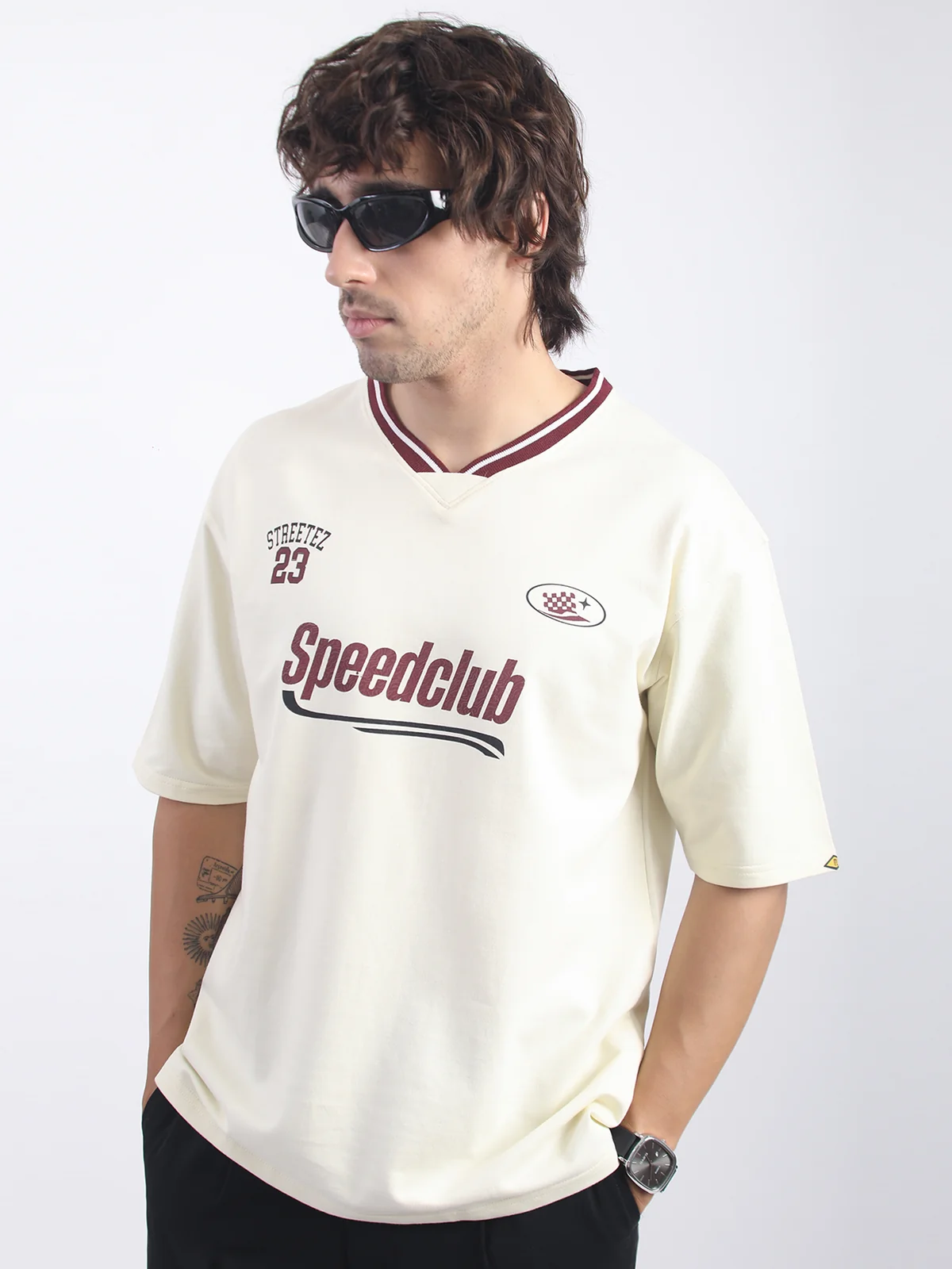 speed club cream half sleeve t-shirt